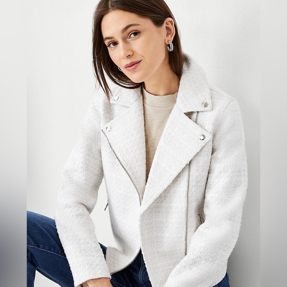 Ann Taylor Tweed Moto Jacket Size 12 NWT - Picture 3 of 7